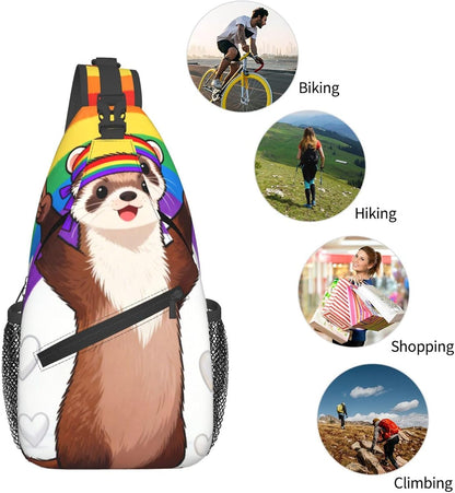 Sling Backpack for Women Men Multipurpose Anti-Theft Gym Bags Sack Daypack Outdoor Backpack Carry On Bag, Lgbt Heart Beat Pride Single Shoulder Messenger Bag