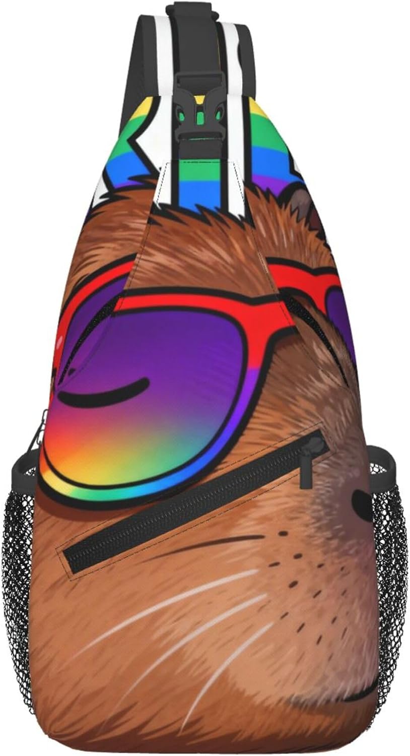 Sling Backpack for Women Men Multipurpose Anti-Theft Gym Bags Sack Daypack Outdoor Backpack Carry On Bag, Lgbt Heart Beat Pride Single Shoulder Messenger Bag
