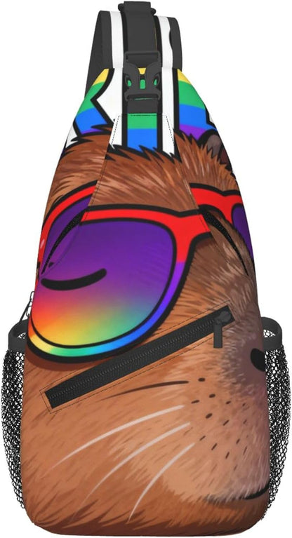 Sling Backpack for Women Men Multipurpose Anti-Theft Gym Bags Sack Daypack Outdoor Backpack Carry On Bag, Lgbt Heart Beat Pride Single Shoulder Messenger Bag