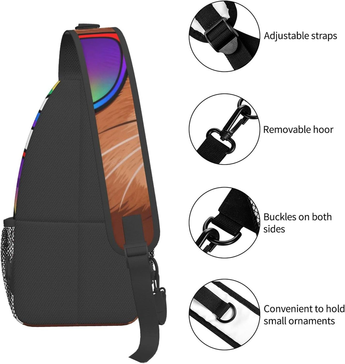 Sling Backpack for Women Men Multipurpose Anti-Theft Gym Bags Sack Daypack Outdoor Backpack Carry On Bag, Lgbt Heart Beat Pride Single Shoulder Messenger Bag