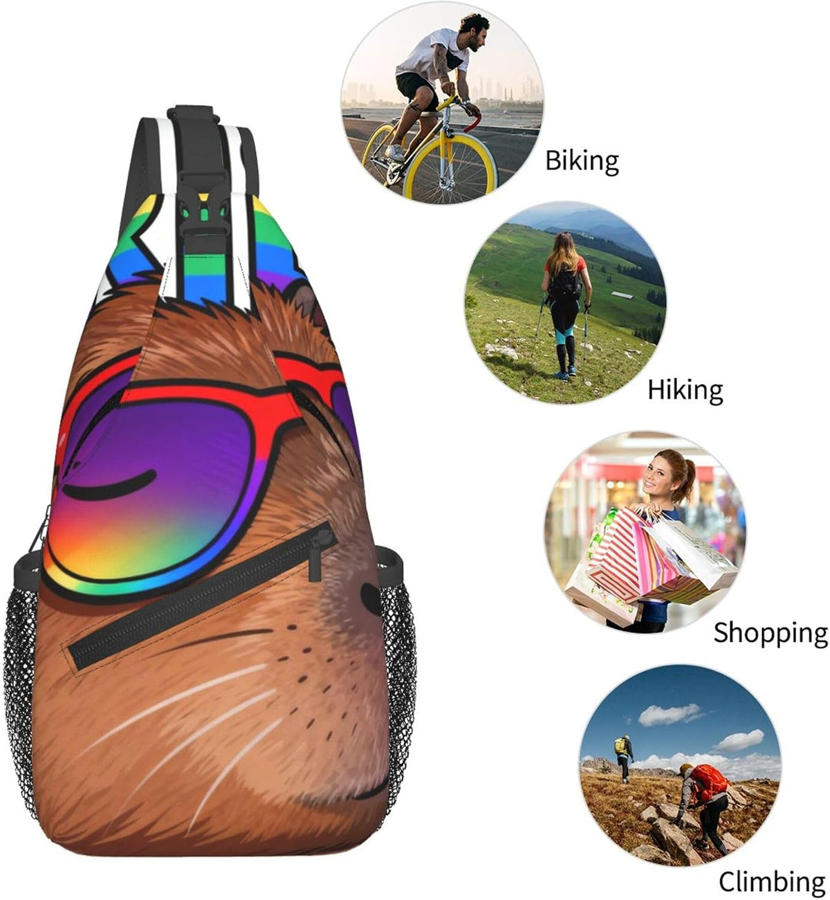 Sling Backpack for Women Men Multipurpose Anti-Theft Gym Bags Sack Daypack Outdoor Backpack Carry On Bag, Lgbt Heart Beat Pride Single Shoulder Messenger Bag