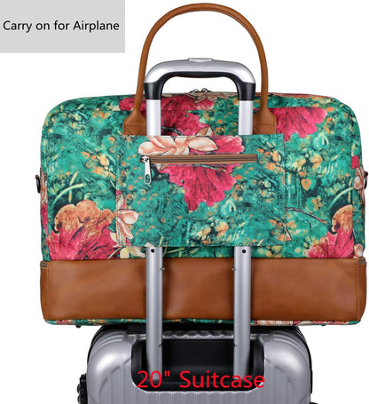 Pretty Colorful Travel Duffel Weekender Bag Overnight Bag Carry On with Shoe Compartment for Women HB-10 (HS)