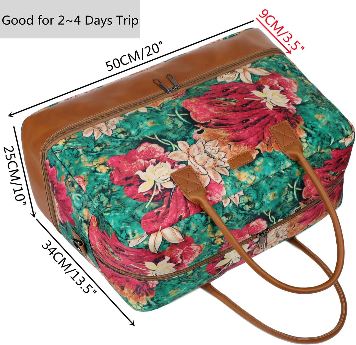 Pretty Colorful Travel Duffel Weekender Bag Overnight Bag Carry On with Shoe Compartment for Women HB-10 (HS)