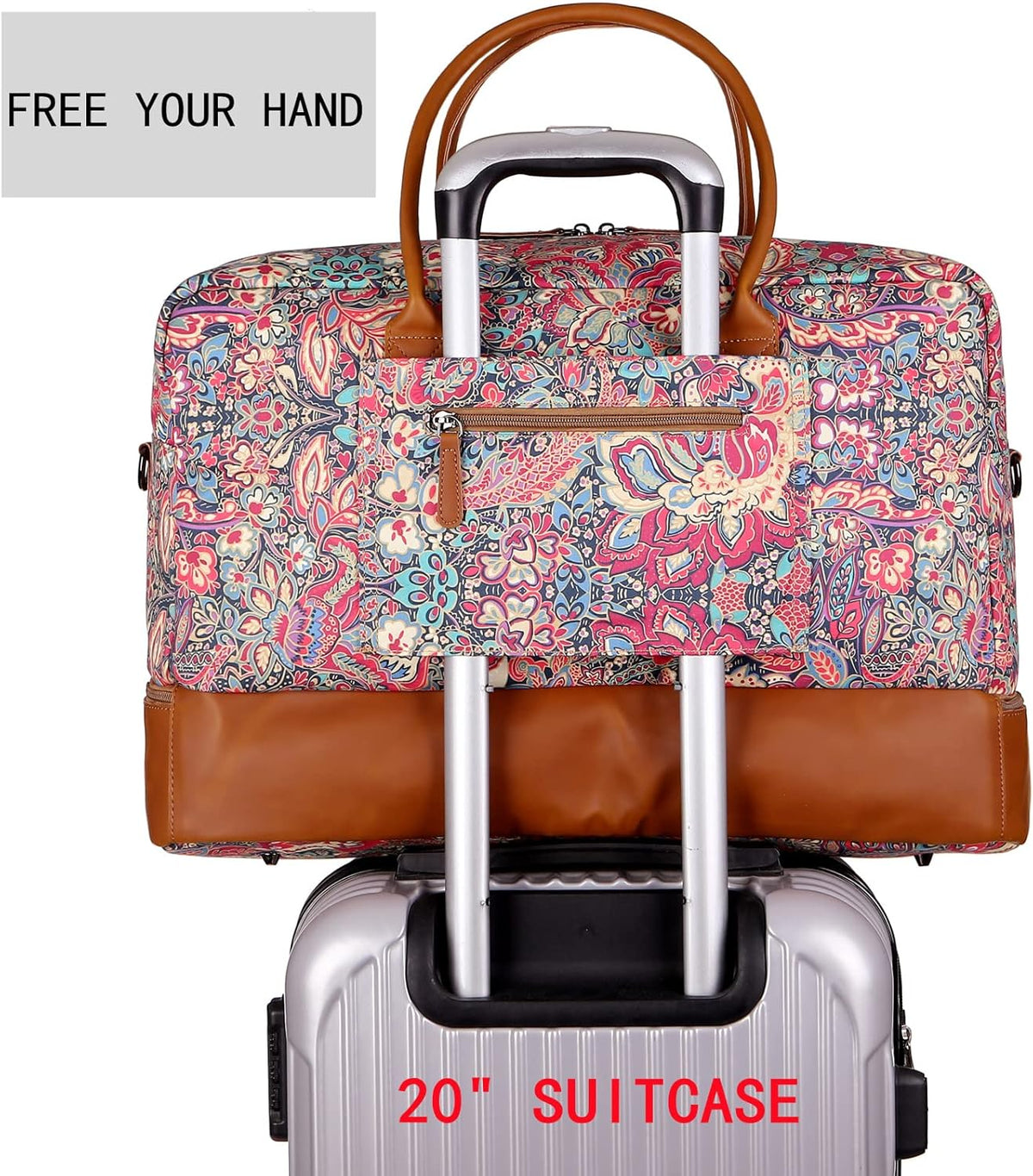 Pretty Colorful Travel Duffel Weekender Bag Overnight Bag Carry On with Shoe Compartment for Women HB-10 (HS)