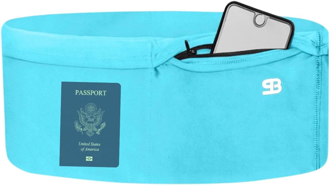 No-Bounce Running Belt & Money Belt for Men & Women – 4-Pocket Fanny Pack with Zip Pocket, Phone & Passport Holder, Fits Insulin Pumps & Medical Devices – Travel, Running, Workout
