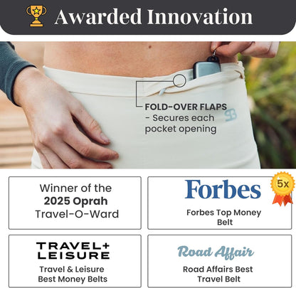No-Bounce Running Belt & Money Belt for Men & Women – 4-Pocket Fanny Pack with Zip Pocket, Phone & Passport Holder, Fits Insulin Pumps & Medical Devices – Travel, Running, Workout