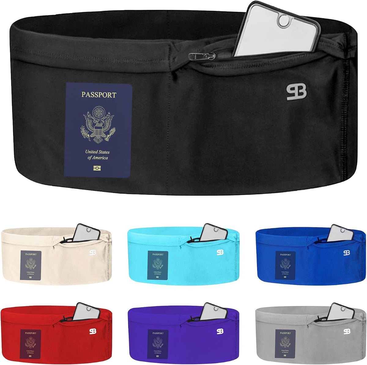 No-Bounce Running Belt & Money Belt for Men & Women – 4-Pocket Fanny Pack with Zip Pocket, Phone & Passport Holder, Fits Insulin Pumps & Medical Devices – Travel, Running, Workout