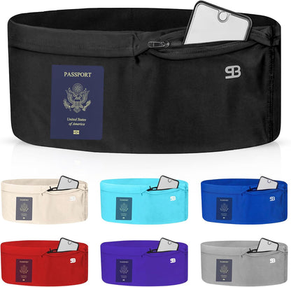 No-Bounce Running Belt & Money Belt for Men & Women – 4-Pocket Fanny Pack with Zip Pocket, Phone & Passport Holder, Fits Insulin Pumps & Medical Devices – Travel, Running, Workout
