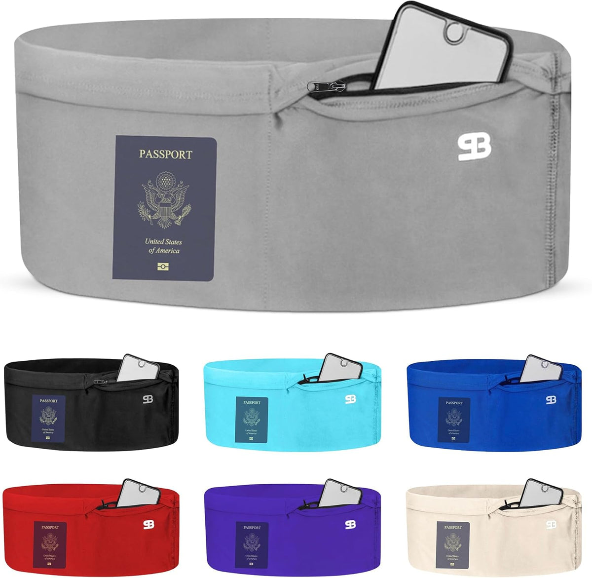 No-Bounce Running Belt & Money Belt for Men & Women – 4-Pocket Fanny Pack with Zip Pocket, Phone & Passport Holder, Fits Insulin Pumps & Medical Devices – Travel, Running, Workout