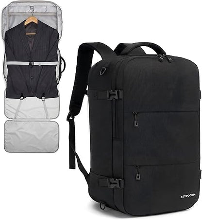 Convertible Travel Garment Bag, Large Travel Backpack for Men & Women, Business Laptop Backpack, Carry On Luggage, Personal Item Travel Bag Suit Bag With Multi-Pockets, Black 22 inch