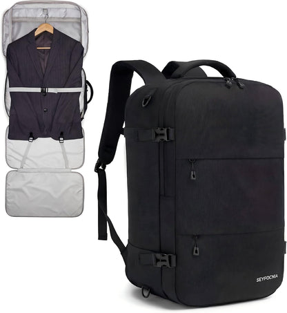 Convertible Travel Garment Bag, Large Travel Backpack for Men & Women, Business Laptop Backpack, Carry On Luggage, Personal Item Travel Bag Suit Bag With Multi-Pockets, Black 22 inch