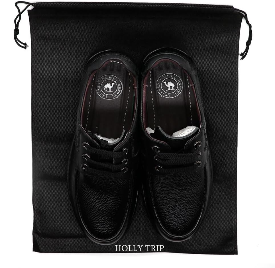 Pack of 10 Travel Shoe Bags, Portable Travel Non-Woven Shoe Packing Organizers Tote Bags w/Drawstring For Men and Women, 15.3"x11.5" (Multicolor)