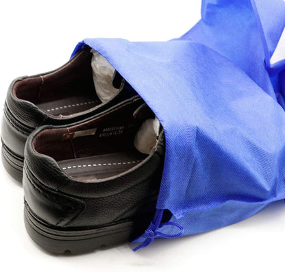 Pack of 10 Travel Shoe Bags, Portable Travel Non-Woven Shoe Packing Organizers Tote Bags w/Drawstring For Men and Women, 15.3"x11.5" (Multicolor)