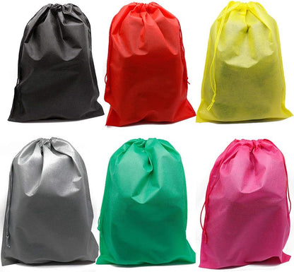 Pack of 10 Travel Shoe Bags, Portable Travel Non-Woven Shoe Packing Organizers Tote Bags w/Drawstring For Men and Women, 15.3"x11.5" (Multicolor)