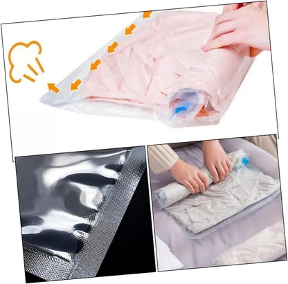 12pcs Roll up Vacuum Compression Bags for Travel Suitcases, Pa+pe Material, Manual Seal, Space Saving Storage Bags for Clothes and Socks