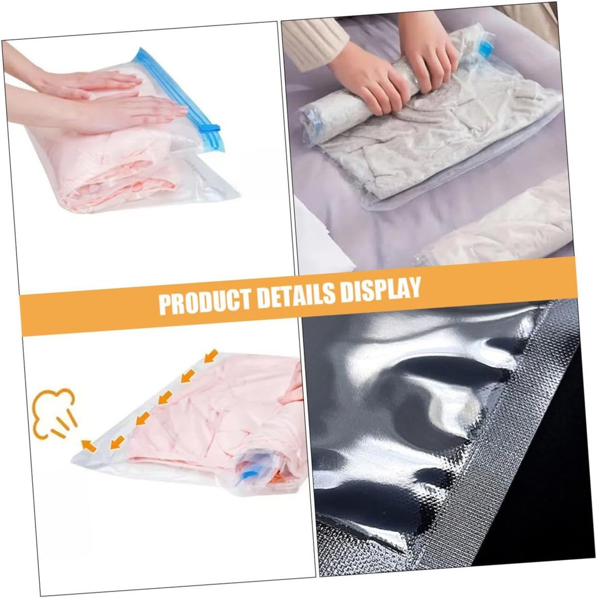 12pcs Roll up Vacuum Compression Bags for Travel Suitcases, Pa+pe Material, Manual Seal, Space Saving Storage Bags for Clothes and Socks