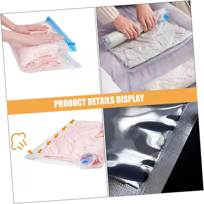 12pcs Roll up Vacuum Compression Bags for Travel Suitcases, Pa+pe Material, Manual Seal, Space Saving Storage Bags for Clothes and Socks