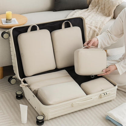 6-Piece Travel Compression Packing Cube Set - Lightweight Luggage Organizer Bags for Clothing Sorting - Durable Washable Storage Pouches for Suitcases