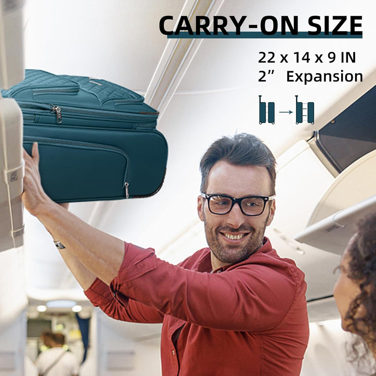 Softside Carry On Luggage, Expandable Carry On Luggage 22x14x9 Airline Approved Underseat Suitcase with Spinner Wheels TSA Lock, Pink (16/20/BP/TB)