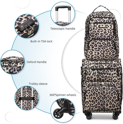 Softside Carry On Luggage, Expandable Carry On Luggage 22x14x9 Airline Approved Underseat Suitcase with Spinner Wheels TSA Lock, Pink (16/20/BP/TB)