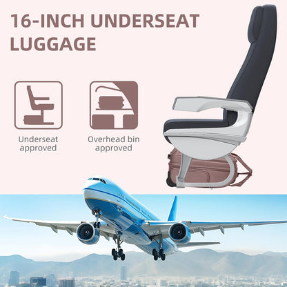 Softside Carry On Luggage, Expandable Carry On Luggage 22x14x9 Airline Approved Underseat Suitcase with Spinner Wheels TSA Lock, Pink (16/20/BP/TB)