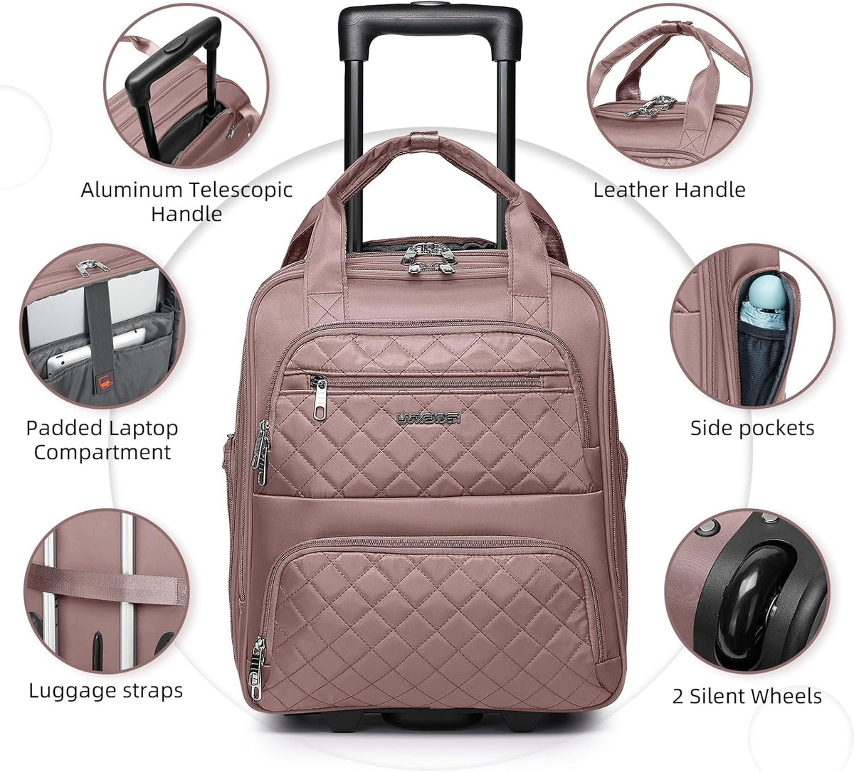 Softside Carry On Luggage, Expandable Carry On Luggage 22x14x9 Airline Approved Underseat Suitcase with Spinner Wheels TSA Lock, Pink (16/20/BP/TB)