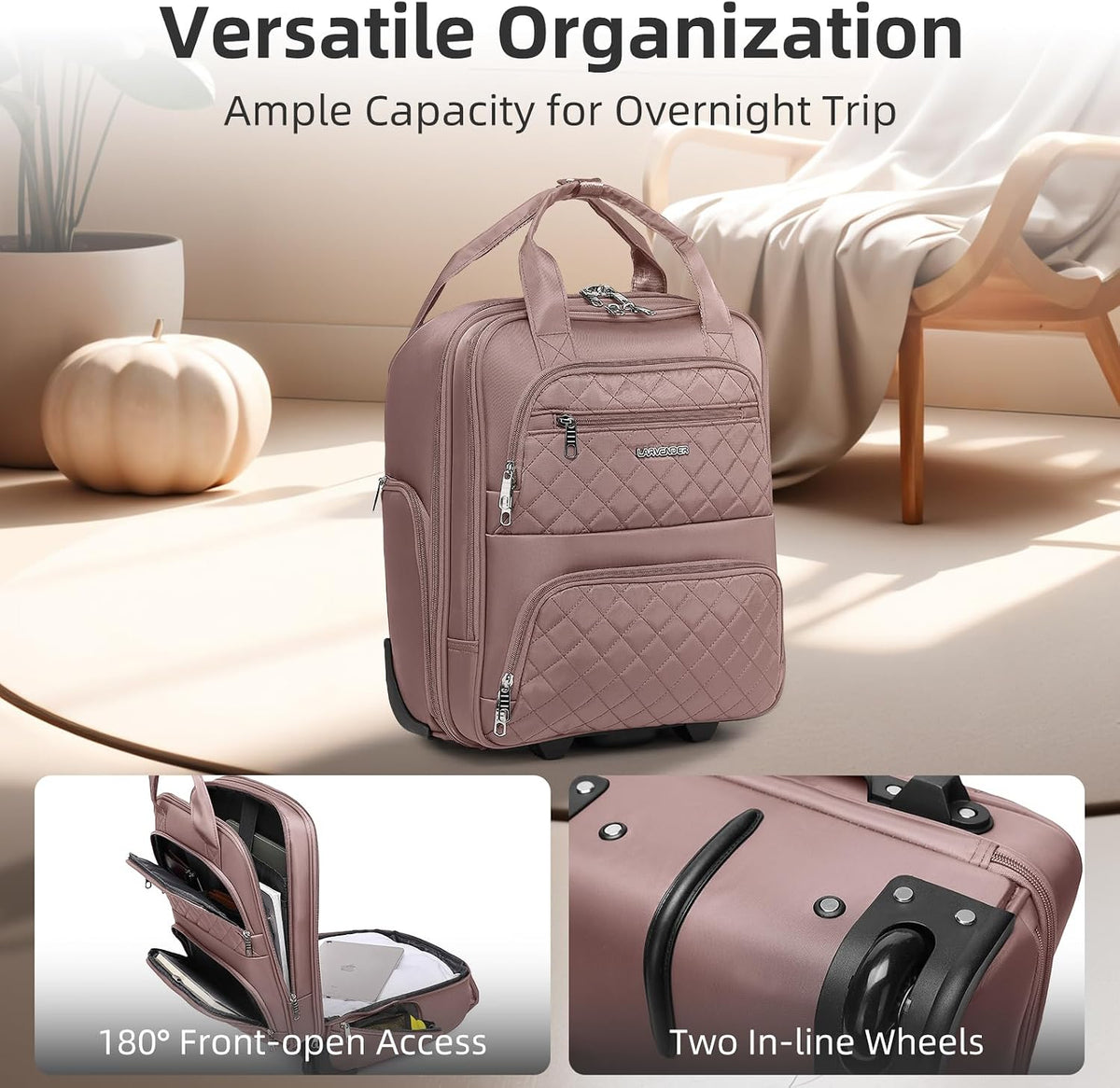 Softside Carry On Luggage, Expandable Carry On Luggage 22x14x9 Airline Approved Underseat Suitcase with Spinner Wheels TSA Lock, Pink (16/20/BP/TB)