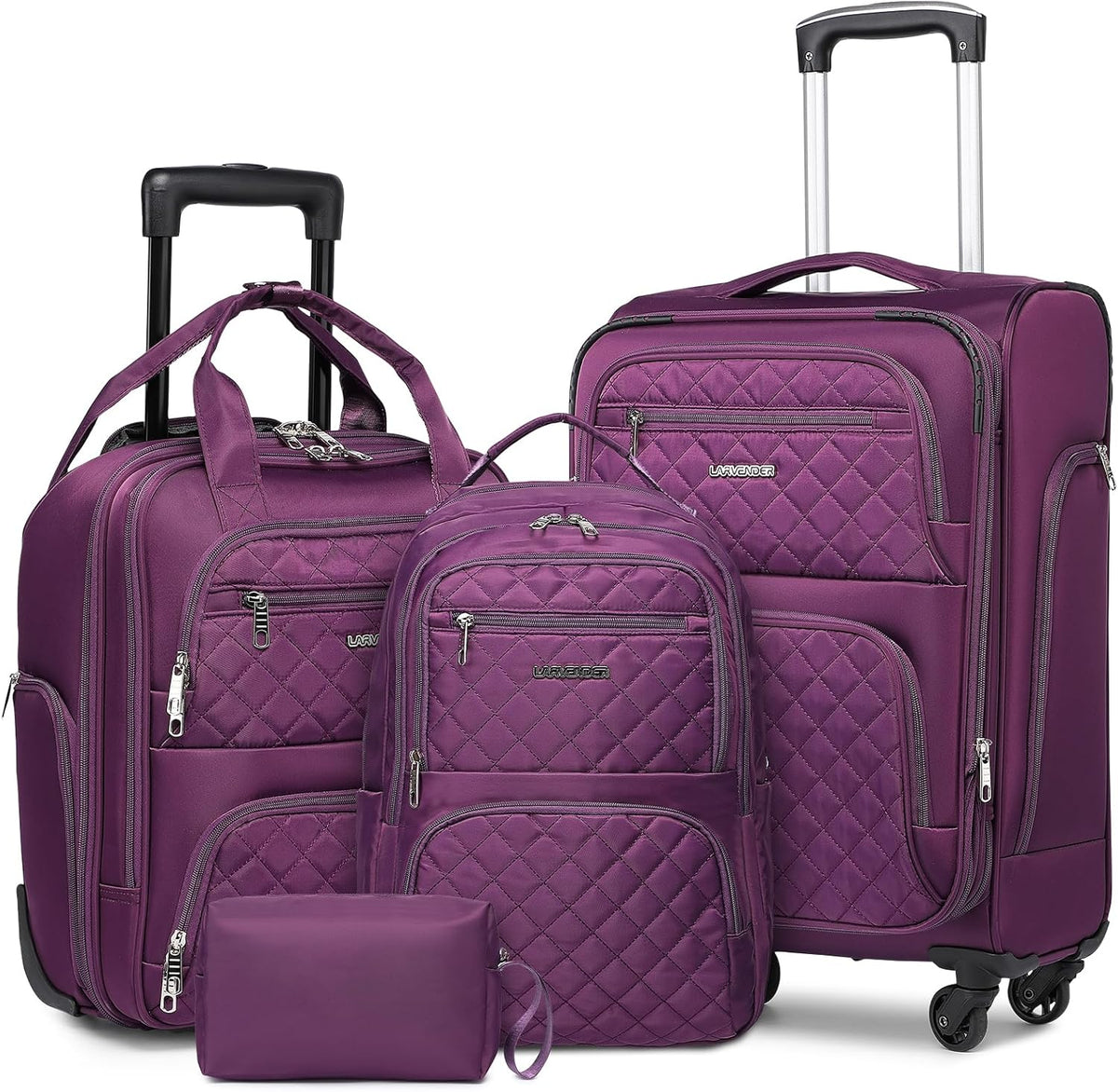 Softside Carry On Luggage, Expandable Carry On Luggage 22x14x9 Airline Approved Underseat Suitcase with Spinner Wheels TSA Lock, Pink (16/20/BP/TB)