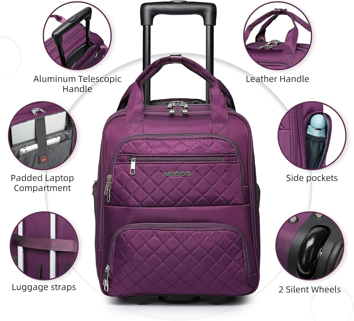 Softside Carry On Luggage, Expandable Carry On Luggage 22x14x9 Airline Approved Underseat Suitcase with Spinner Wheels TSA Lock, Pink (16/20/BP/TB)