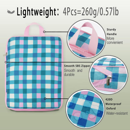 8 Pcs Compression Packing Cubes for Travel, Lightweight Waterproof Luggage Organizer Bags Set, Washable Packaging Cubes for Women Backpack Carry-On Suitcases