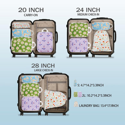 8 Pcs Compression Packing Cubes for Travel, Lightweight Waterproof Luggage Organizer Bags Set, Washable Packaging Cubes for Women Backpack Carry-On Suitcases