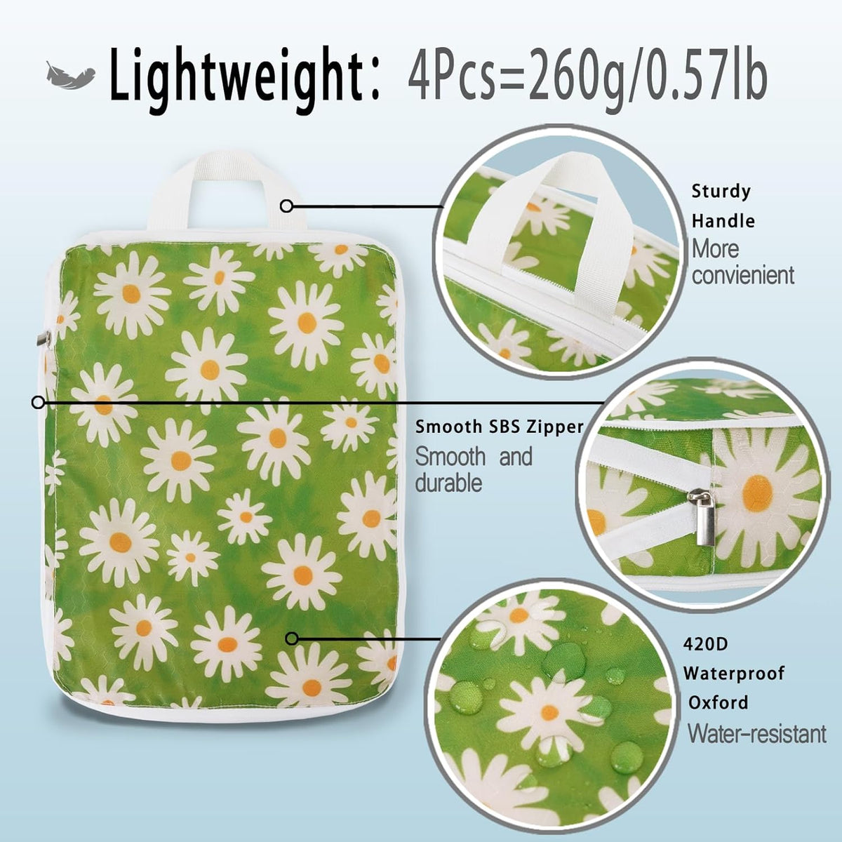 8 Pcs Compression Packing Cubes for Travel, Lightweight Waterproof Luggage Organizer Bags Set, Washable Packaging Cubes for Women Backpack Carry-On Suitcases