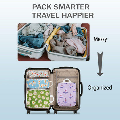 8 Pcs Compression Packing Cubes for Travel, Lightweight Waterproof Luggage Organizer Bags Set, Washable Packaging Cubes for Women Backpack Carry-On Suitcases
