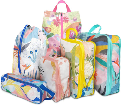 8 Pcs Compression Packing Cubes for Travel, Lightweight Waterproof Luggage Organizer Bags Set, Washable Packaging Cubes for Women Backpack Carry-On Suitcases