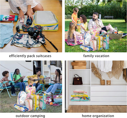 8 Pcs Compression Packing Cubes for Travel, Lightweight Waterproof Luggage Organizer Bags Set, Washable Packaging Cubes for Women Backpack Carry-On Suitcases
