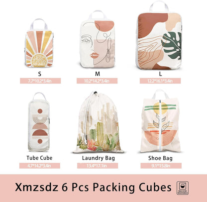 8 Pcs Compression Packing Cubes for Travel, Lightweight Waterproof Luggage Organizer Bags Set, Washable Packaging Cubes for Women Backpack Carry-On Suitcases
