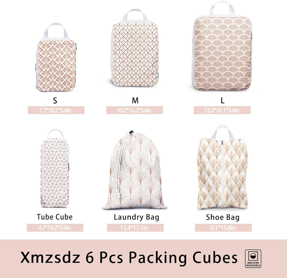 8 Pcs Compression Packing Cubes for Travel, Lightweight Waterproof Luggage Organizer Bags Set, Washable Packaging Cubes for Women Backpack Carry-On Suitcases