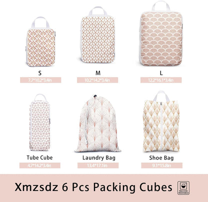 8 Pcs Compression Packing Cubes for Travel, Lightweight Waterproof Luggage Organizer Bags Set, Washable Packaging Cubes for Women Backpack Carry-On Suitcases