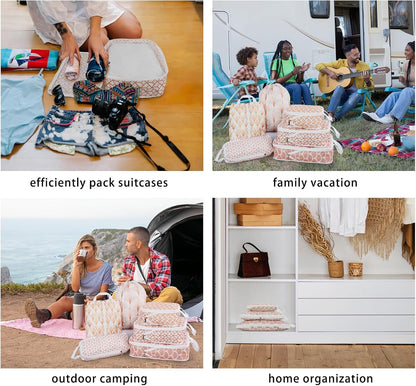 8 Pcs Compression Packing Cubes for Travel, Lightweight Waterproof Luggage Organizer Bags Set, Washable Packaging Cubes for Women Backpack Carry-On Suitcases