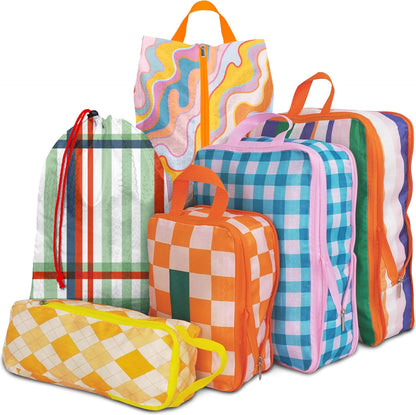 8 Pcs Compression Packing Cubes for Travel, Lightweight Waterproof Luggage Organizer Bags Set, Washable Packaging Cubes for Women Backpack Carry-On Suitcases