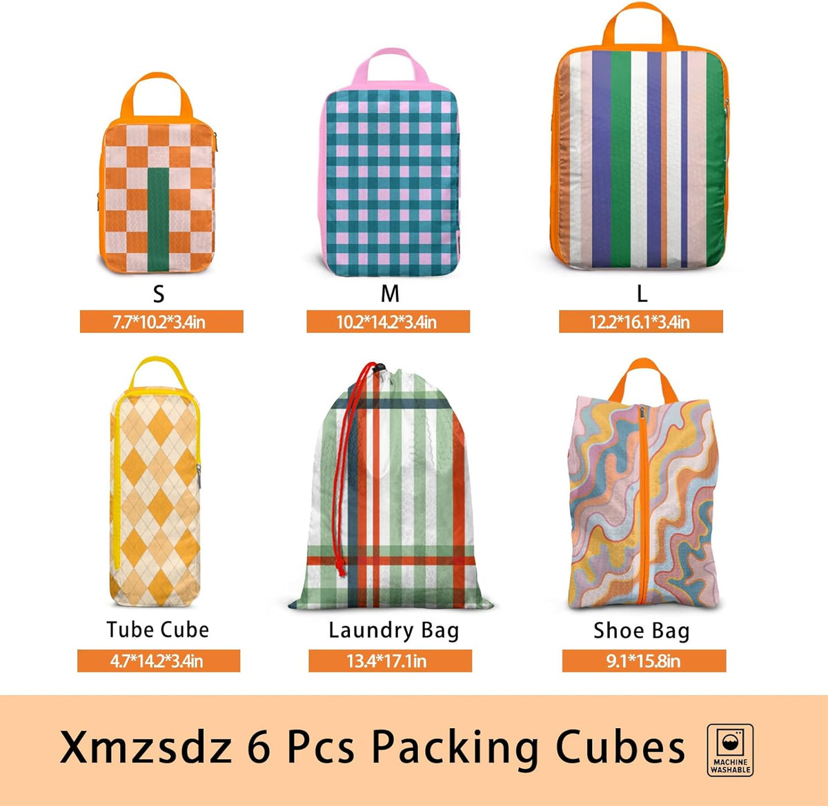 8 Pcs Compression Packing Cubes for Travel, Lightweight Waterproof Luggage Organizer Bags Set, Washable Packaging Cubes for Women Backpack Carry-On Suitcases