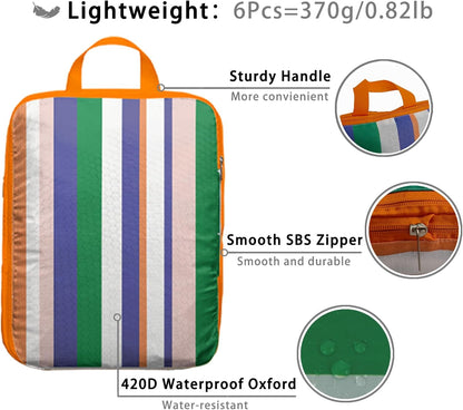 8 Pcs Compression Packing Cubes for Travel, Lightweight Waterproof Luggage Organizer Bags Set, Washable Packaging Cubes for Women Backpack Carry-On Suitcases