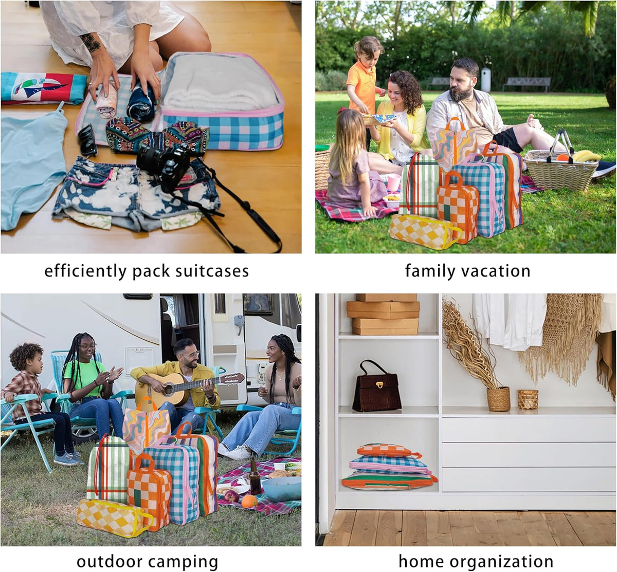8 Pcs Compression Packing Cubes for Travel, Lightweight Waterproof Luggage Organizer Bags Set, Washable Packaging Cubes for Women Backpack Carry-On Suitcases