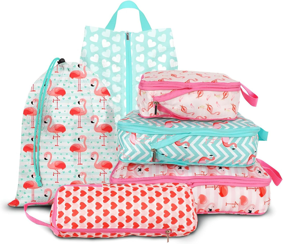 8 Pcs Compression Packing Cubes for Travel, Lightweight Waterproof Luggage Organizer Bags Set, Washable Packaging Cubes for Women Backpack Carry-On Suitcases