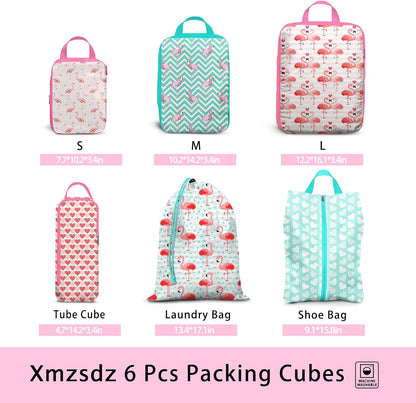 8 Pcs Compression Packing Cubes for Travel, Lightweight Waterproof Luggage Organizer Bags Set, Washable Packaging Cubes for Women Backpack Carry-On Suitcases