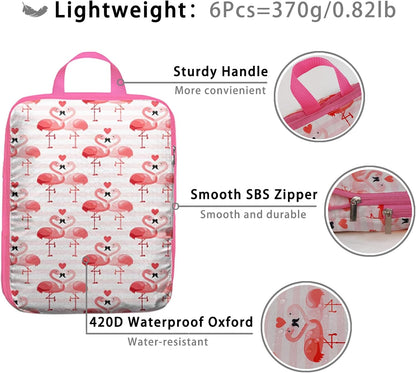 8 Pcs Compression Packing Cubes for Travel, Lightweight Waterproof Luggage Organizer Bags Set, Washable Packaging Cubes for Women Backpack Carry-On Suitcases