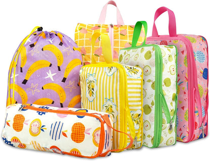8 Pcs Compression Packing Cubes for Travel, Lightweight Waterproof Luggage Organizer Bags Set, Washable Packaging Cubes for Women Backpack Carry-On Suitcases
