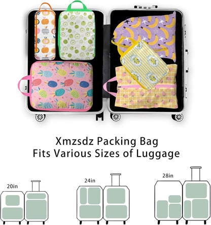 8 Pcs Compression Packing Cubes for Travel, Lightweight Waterproof Luggage Organizer Bags Set, Washable Packaging Cubes for Women Backpack Carry-On Suitcases