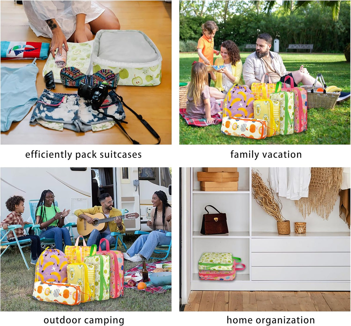 8 Pcs Compression Packing Cubes for Travel, Lightweight Waterproof Luggage Organizer Bags Set, Washable Packaging Cubes for Women Backpack Carry-On Suitcases