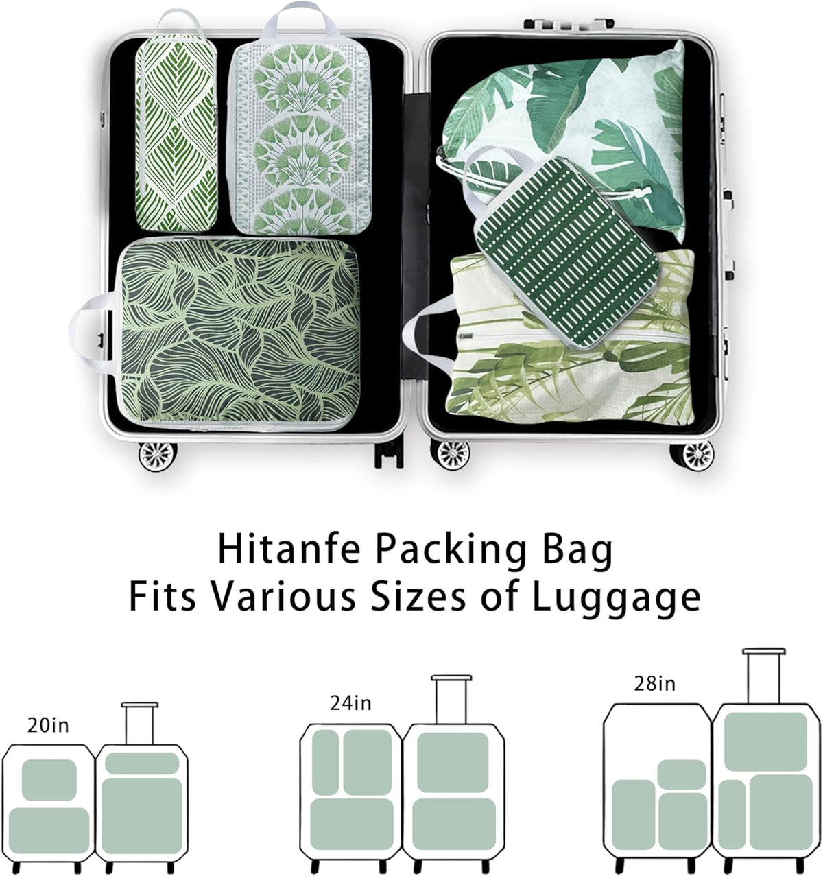 8 Pcs Compression Packing Cubes for Travel, Lightweight Waterproof Luggage Organizer Bags Set, Washable Packaging Cubes for Women Backpack Carry-On Suitcases